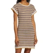 SEE BY CHLOÉ TEXTURED SUMMER STRIPED LUREX KNIT DRESS IN TAN