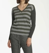 Label+thread Luxe Stripe V-neck Pullover In Grey/army/charcoal In Multi