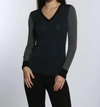 Label+thread Skinny Rib Vee Pullover In Charcoal/ocean In Multi
