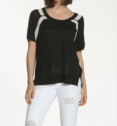 Label+thread Sheer Trim Scoop Top In Black