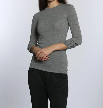 Label+thread Solid Merino Crew Sweater In Grey