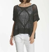 Label+thread Lattice Scoop Neck Top In Black In Black