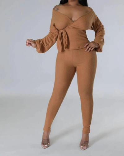 Good Time Usa Warm Loving Girly Set In Camel In Brown