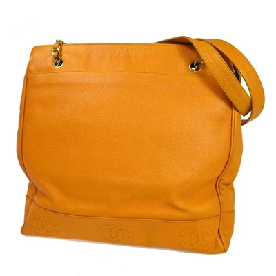 Pre-owned Chanel Triple Coco Leather Shoulder Bag () In Orange