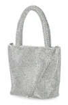 Jessica Mcclintock Crystal Embellished Chase Top Handle Mini Tote Bag In Silver