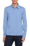 Vince Garment Dyed Long Sleeve Polo In Colony Blue
