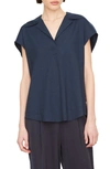 Vince Cap-sleeve Polo Popover Top In Coastal