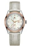 Rado Tradition Automatic Diamond Croc Embossed Leather Strap Watch, 35mm In Mother Of Pearl