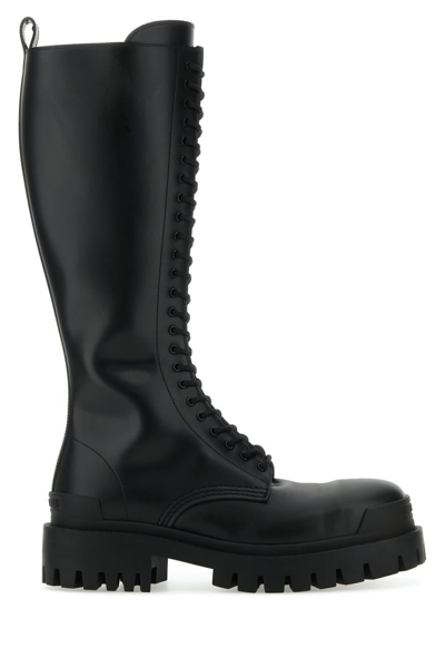 Balenciaga Master Convertible Knee-high Leather Combat Boots In Nero