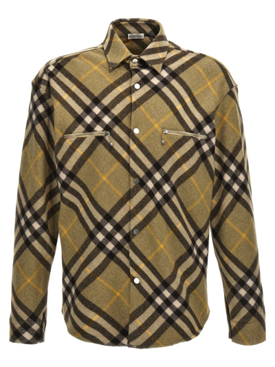 Burberry Long Sleeved Check Pattern Shirt In Beige