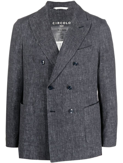 Circolo 1901 Cotton Double Breasted Jacket In Blue