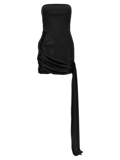 David Koma Asymmetric Hem Strapless Mini Dress In Black