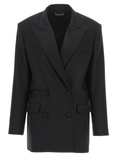 David Koma 'tailored Tuxedo' Blazer With Structured Shoulders In Black