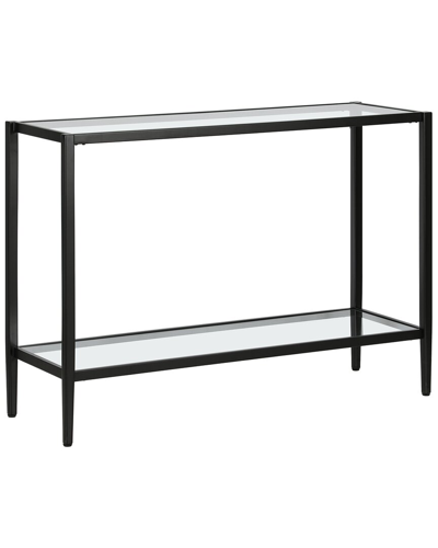 Abraham + Ivy Hera 42in Wide Rectangular Console Table With Glass Shelf In Black