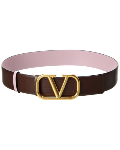 Valentino Garavani Vlogo Reversible Leather Belt In Pink