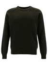 LA FILERIA GREEN CREWNECK SWEATER WITH RIBBED TRIMS IN CASHMERE AND WOOL MAN