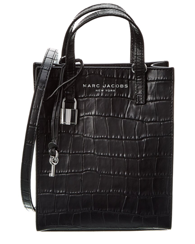 Marc Jacobs Micro Croc-embossed Leather Tote In Black