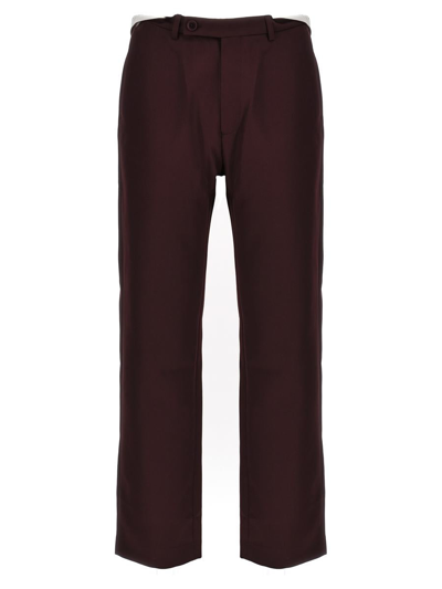 Martine Rose Rolled Waistband Tailored Pants In Burgundy