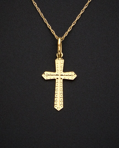 Italian Gold 14k Textured Cross Pendant Necklace In Gold