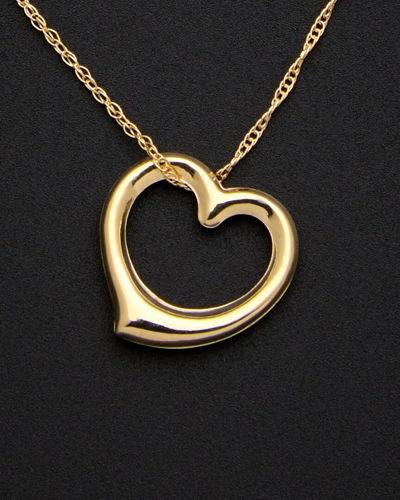 Italian Gold 14k Open Heart Pendant Necklace In Gold