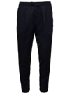 JACOB COHEN BLUE PANTS WITH DRAWSTRING AND LOGO PATCH IN WOOL MAN