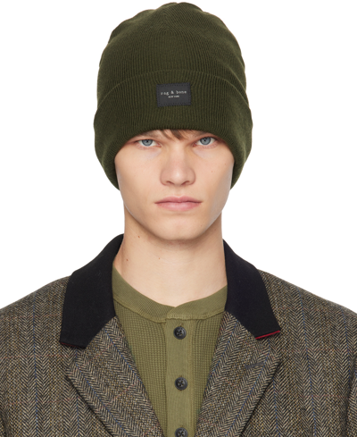 Rag & Bone Khaki Addison Beanie In Olive