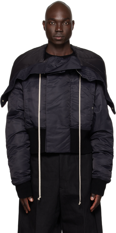 Rick Owens Black Alice Bomber Jacket In 09 Black