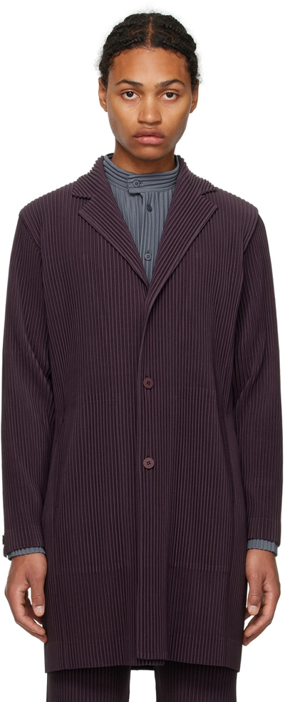 Issey Miyake Purple Single-breasted Coat In 47-burnt Brown