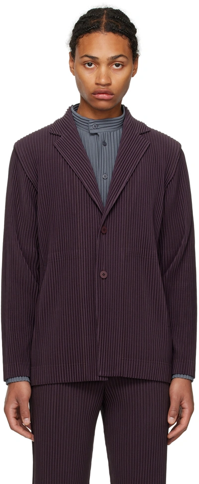 Issey Miyake Purple Tailored Pleats 2 Blazer In 47-burnt Brown