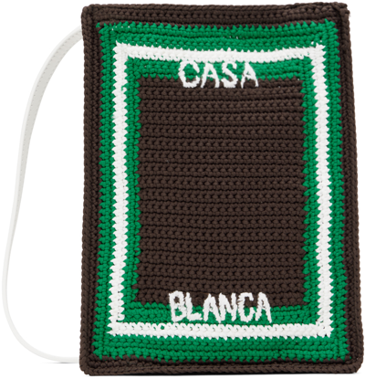Casablanca Brown Scuba Mini Crocheted Bag In Multi