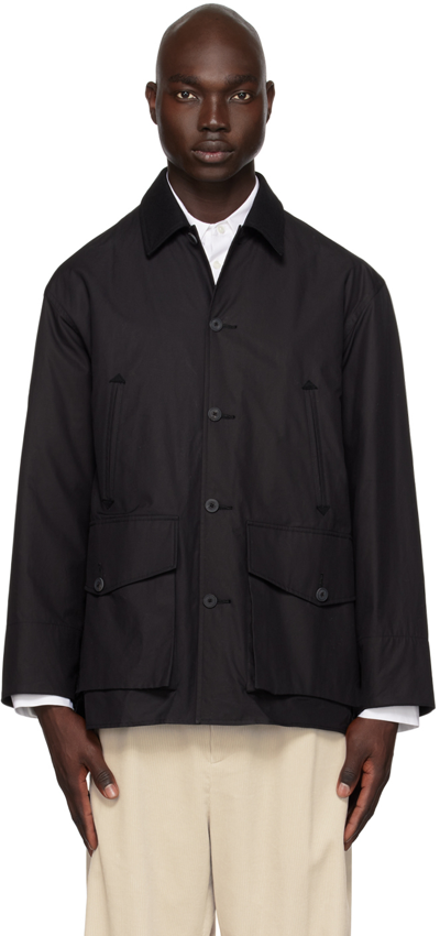 Aton Black Natural Dyed Jacket In 005 Black