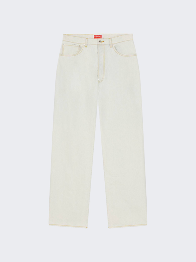 Kenzo Relaxed-fit Suisen Jeans Bleached Blue Denim Mens