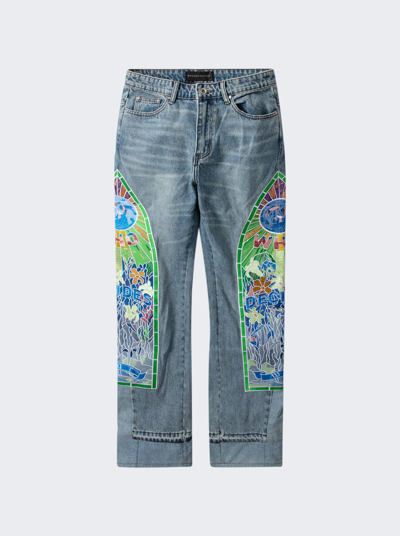 Who Decides War Men's Cowboy Embroidered Five-pocket Jeans In Sky