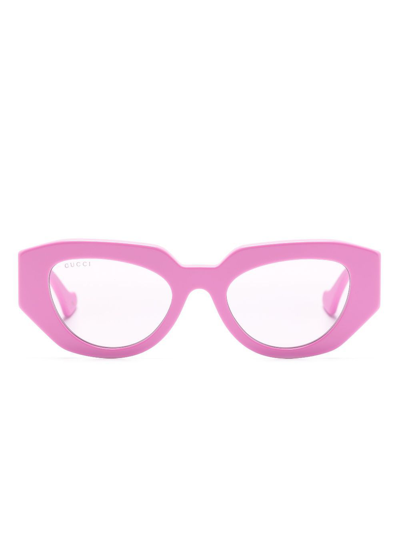 Gucci Pink Gene Gg Oval-frame Sunglasses