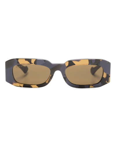 Gucci Purple Rectangle Tortoiseshell Acetate Sunglasses