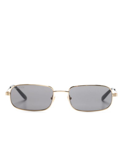Gucci Gold-tone Rectangle-frame Metal Sunglasses