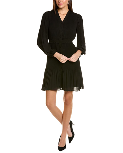 Nanette Lepore Accordion Pleated Shirtdress In Black