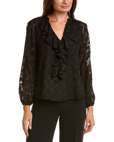 Nanette Lepore Clipped Floral Blouse In Black