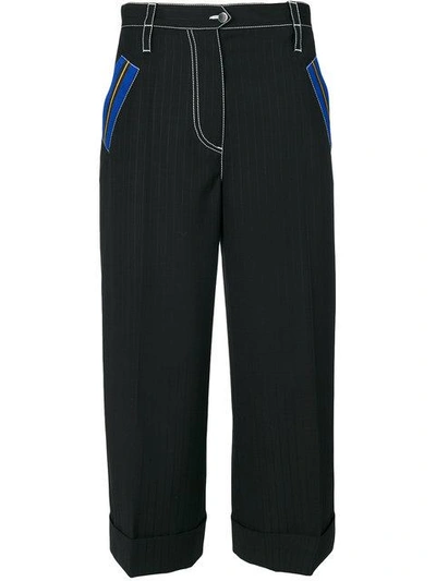 Marco De Vincenzo Pinstriped Cool Wool Cropped Pants In Black