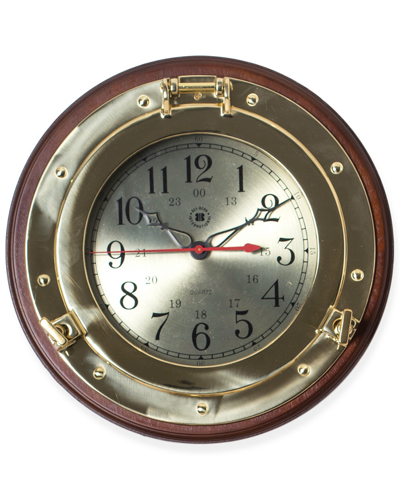 Bey-berk Brass Porthole Quartz Clock