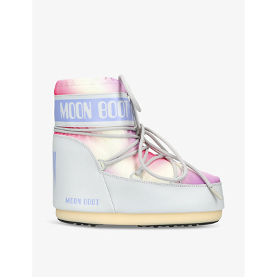 MOON BOOT WOMENS MULT/OTHER ICON BRAND-PRINT WOVEN SNOW BOOTS