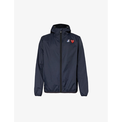 Comme Des Garçons Play Mens Navy  X K-way Brand-print Regular-fit Shell Hooded Jacket