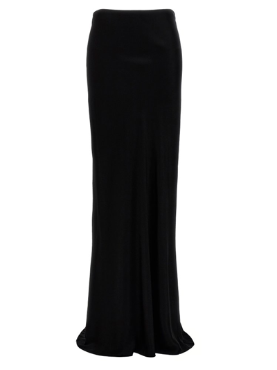 Ann Demeulemeester Draped Satin Asymmetric Hem Skirt In Black