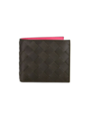 Bottega Veneta Men's Intrecciato Leather Billfold Wallet In Black Pink