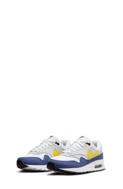 Nike Kids' Air Max 1 Sneaker In White/ Tour Yellow/ Blue