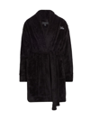 SAKS FIFTH AVENUE MEN'S COLLECTION PLUSH EMBROIDERED-LOGO ROBE