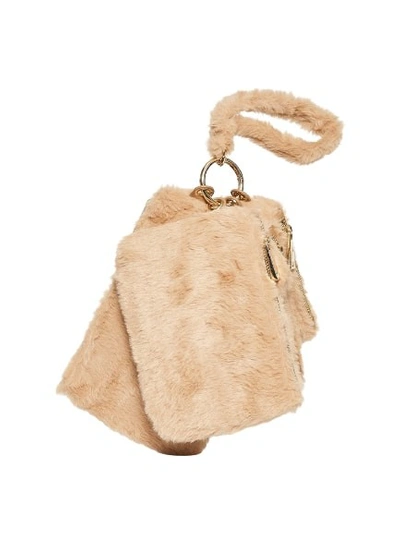 La Milanesa Faux Fur Sachet Bags With Bracelet In Brown
