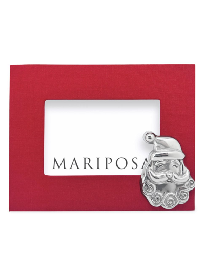 Mariposa Smiling Santa Red Linen 4" X 6" Photo Frame