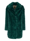 Herno Curly Fake Fur Coat In カレッジグリーン