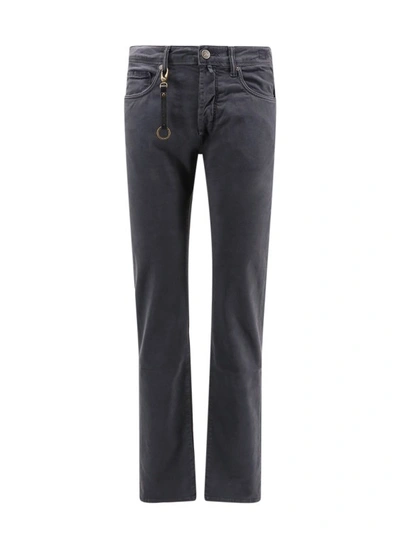 INCOTEX STRETCH COTTON TROUSER WITH BACK SUEDE LOGO PATCH